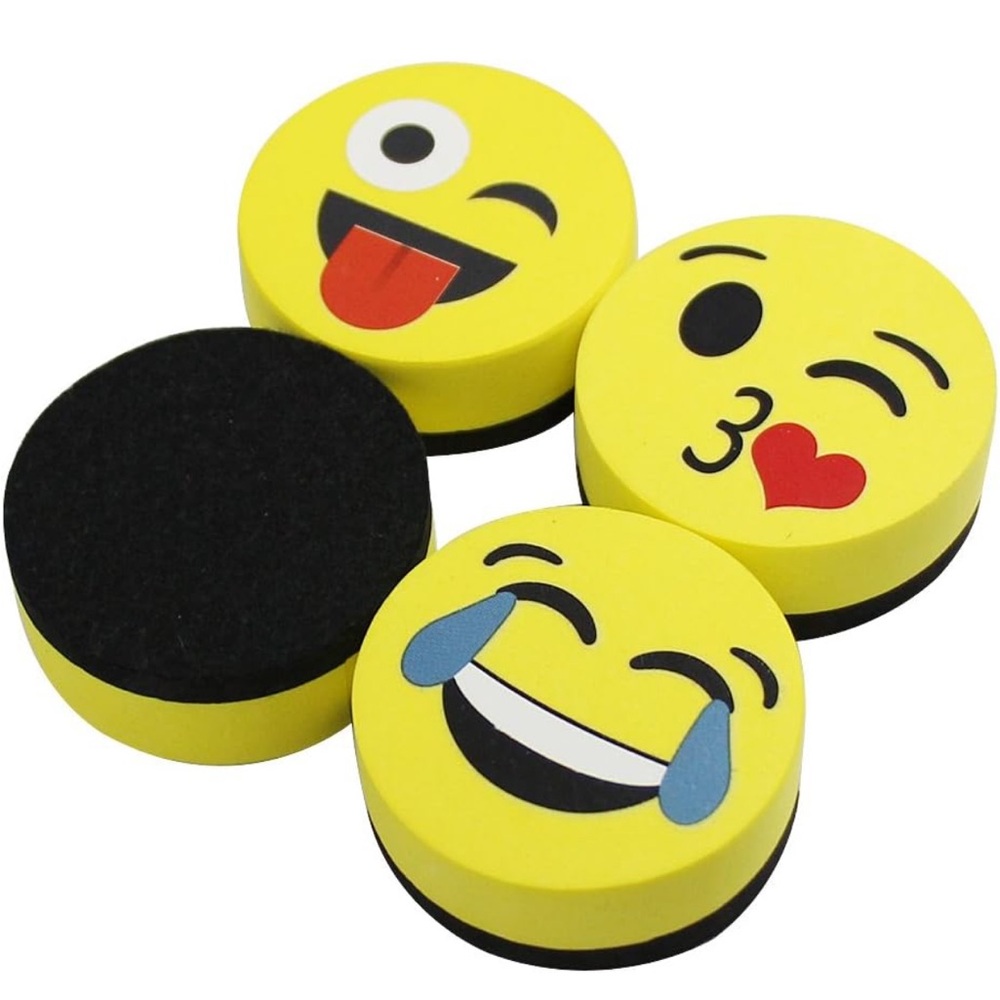 Emoji Face Dry Erase Whiteboard Erasers Set of 4 NWT